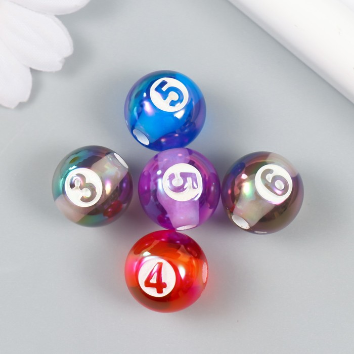 Бусина для творчества пластик «Шар бильярдный, прозрачный», 1.6×1.6×1.6 см, МИКС